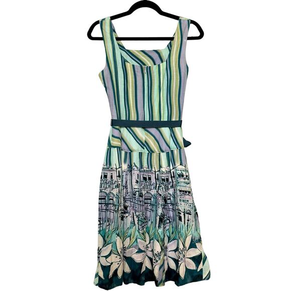 Rabbit Rabbit Rabbit Designs Vintage Blue Scenery Fit to Flare Short Dress 8 - Picture 2 of 12